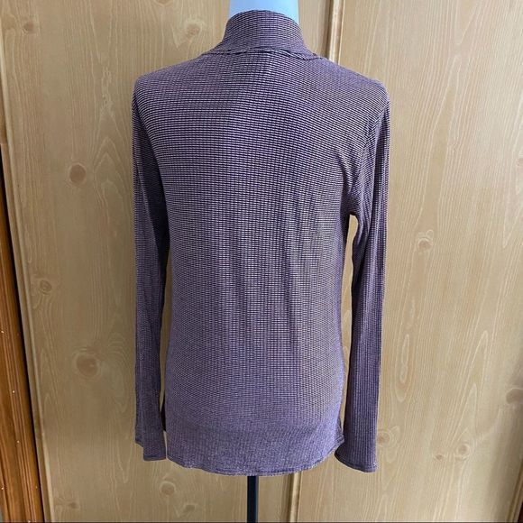 Anthropologie Postmark • Striped Ribbed Long Sleeve Turtleneck Top - Picture 6 of 9